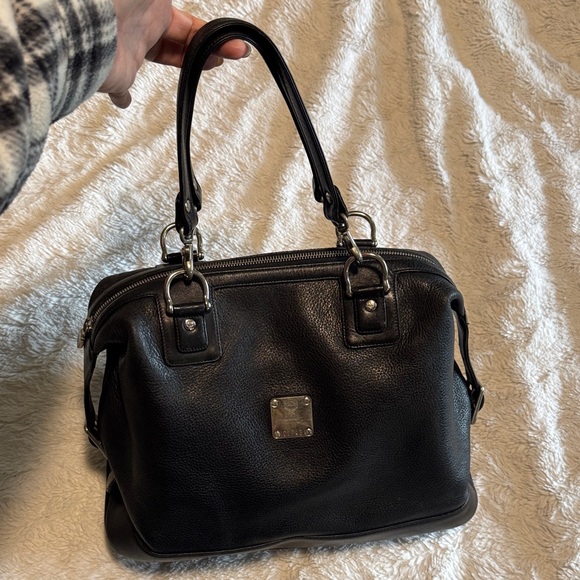 MCM Handbags - MCM Black Leather Satchel with Silver Hardware Good Used Condition